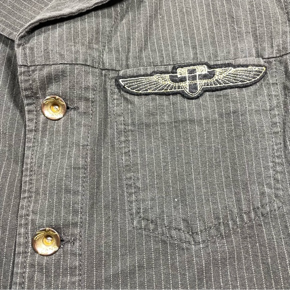 Syn Jeans unique vintage look brown pin stripes military jacket size M - Picture 4 of 11